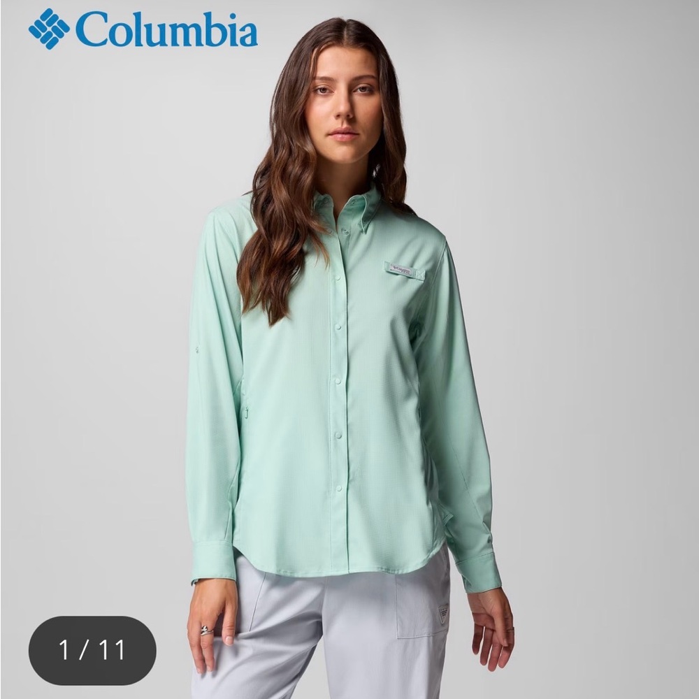Columbia PFG anglers fishing gear Uv Shirt Mint Green